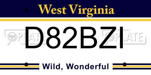 D82BZI West Virginia License Plate