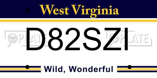D82SZI West Virginia License Plate