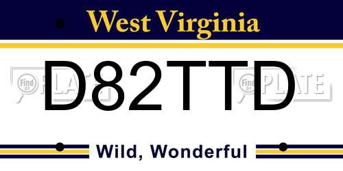 D82TTD West Virginia License Plate