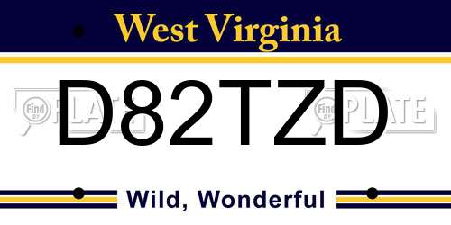 D82TZD West Virginia License Plate