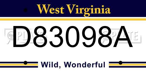 D83098A West Virginia License Plate