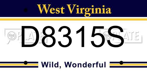 D8315S West Virginia License Plate