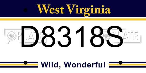 D8318S West Virginia License Plate