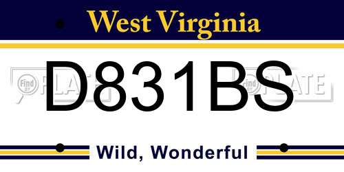 D831BS West Virginia License Plate