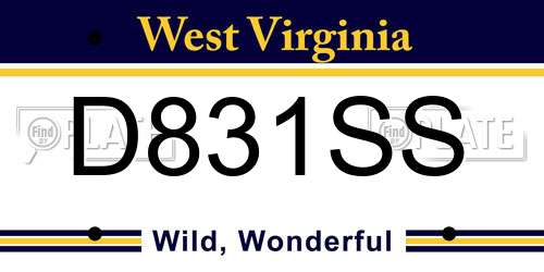 D831SS West Virginia License Plate