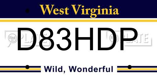 D83HDP West Virginia License Plate