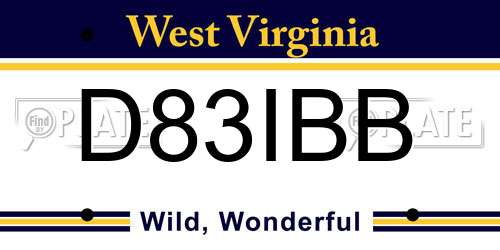 D83IBB West Virginia License Plate