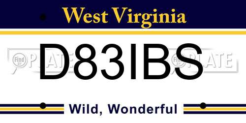 D83IBS West Virginia License Plate