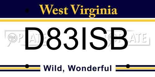 D83ISB West Virginia License Plate