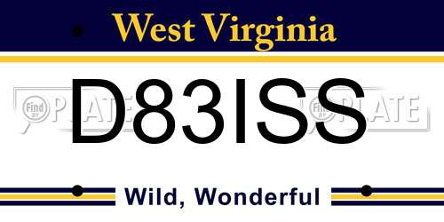 D83ISS West Virginia License Plate