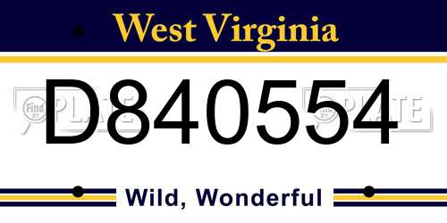 D840554 West Virginia License Plate