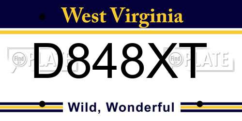 D848XT West Virginia License Plate