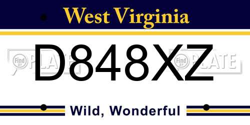 D848XZ West Virginia License Plate