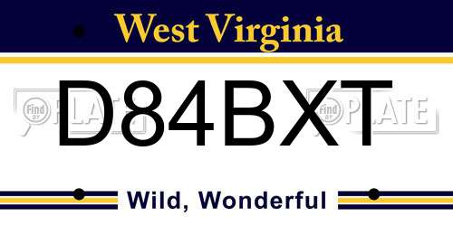 D84BXT West Virginia License Plate