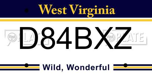 D84BXZ West Virginia License Plate