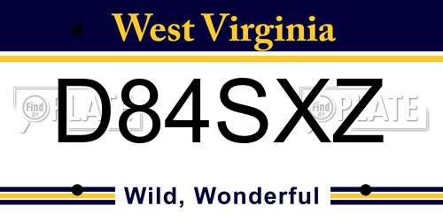D84SXZ West Virginia License Plate