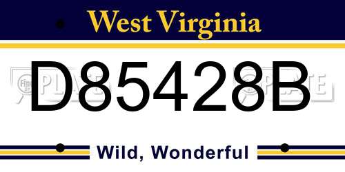 D85428B West Virginia License Plate