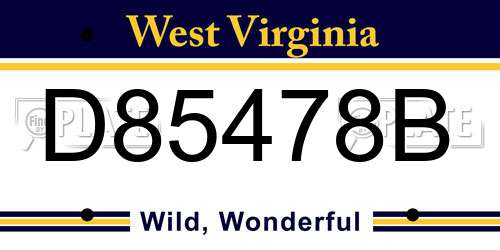 D85478B West Virginia License Plate