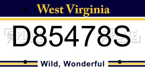 D85478S West Virginia License Plate
