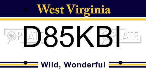 D85KBI West Virginia License Plate