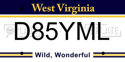 D85YML West Virginia License Plate