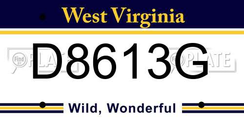 D8613G West Virginia License Plate