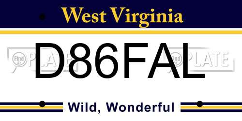 D86FAL West Virginia License Plate