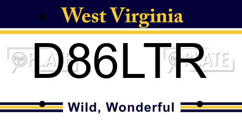 D86LTR West Virginia License Plate