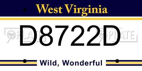 D8722D West Virginia License Plate