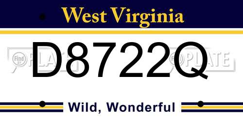 D8722Q West Virginia License Plate