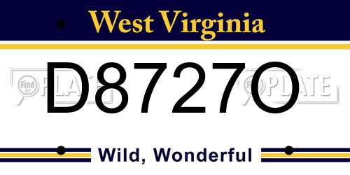 D8727O West Virginia License Plate