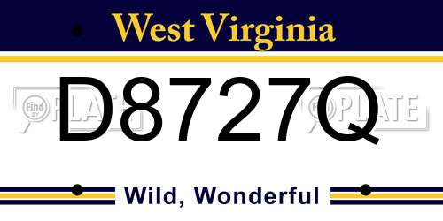 D8727Q West Virginia License Plate