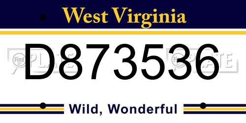 D873536 West Virginia License Plate