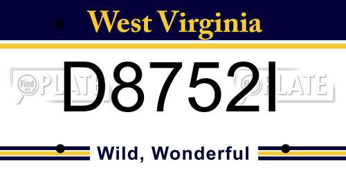 D8752I West Virginia License Plate