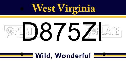 D875ZI West Virginia License Plate