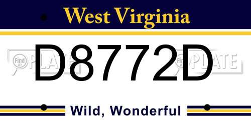 D8772D West Virginia License Plate