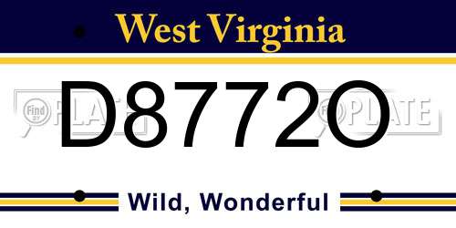 D8772O West Virginia License Plate
