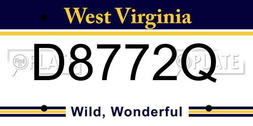 D8772Q West Virginia License Plate