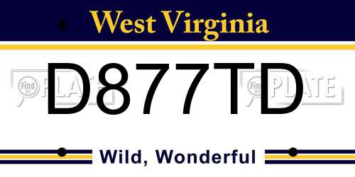 D877TD West Virginia License Plate