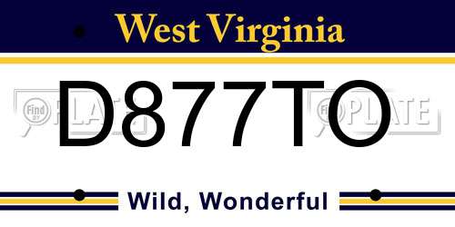 D877TO West Virginia License Plate