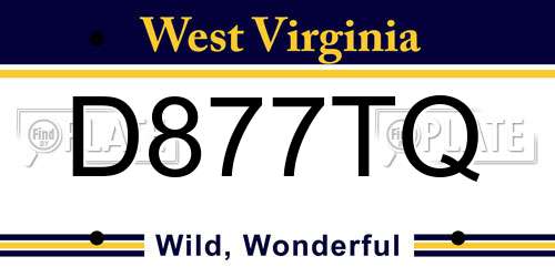 D877TQ West Virginia License Plate