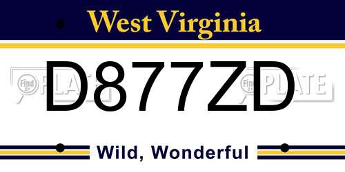 D877ZD West Virginia License Plate