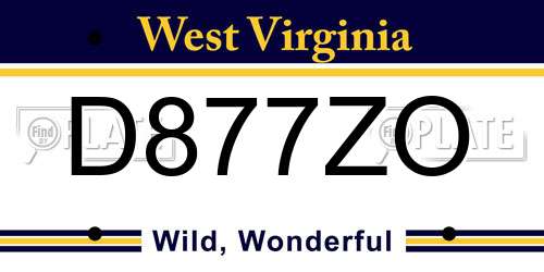 D877ZO West Virginia License Plate