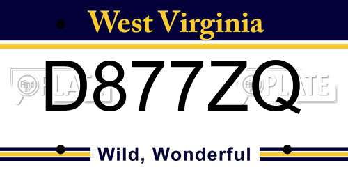 D877ZQ West Virginia License Plate