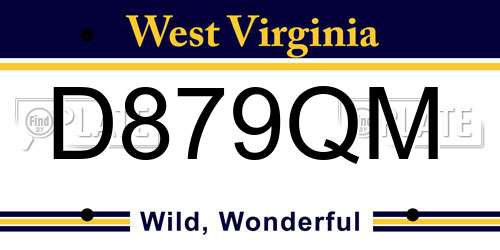 D879QM West Virginia License Plate