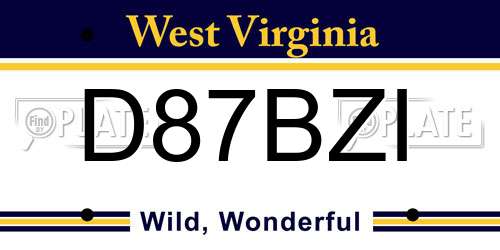 D87BZI West Virginia License Plate