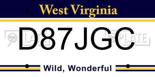 D87JGC West Virginia License Plate