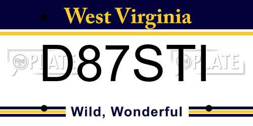 D87STI West Virginia License Plate