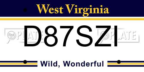 D87SZI West Virginia License Plate
