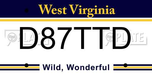 D87TTD West Virginia License Plate